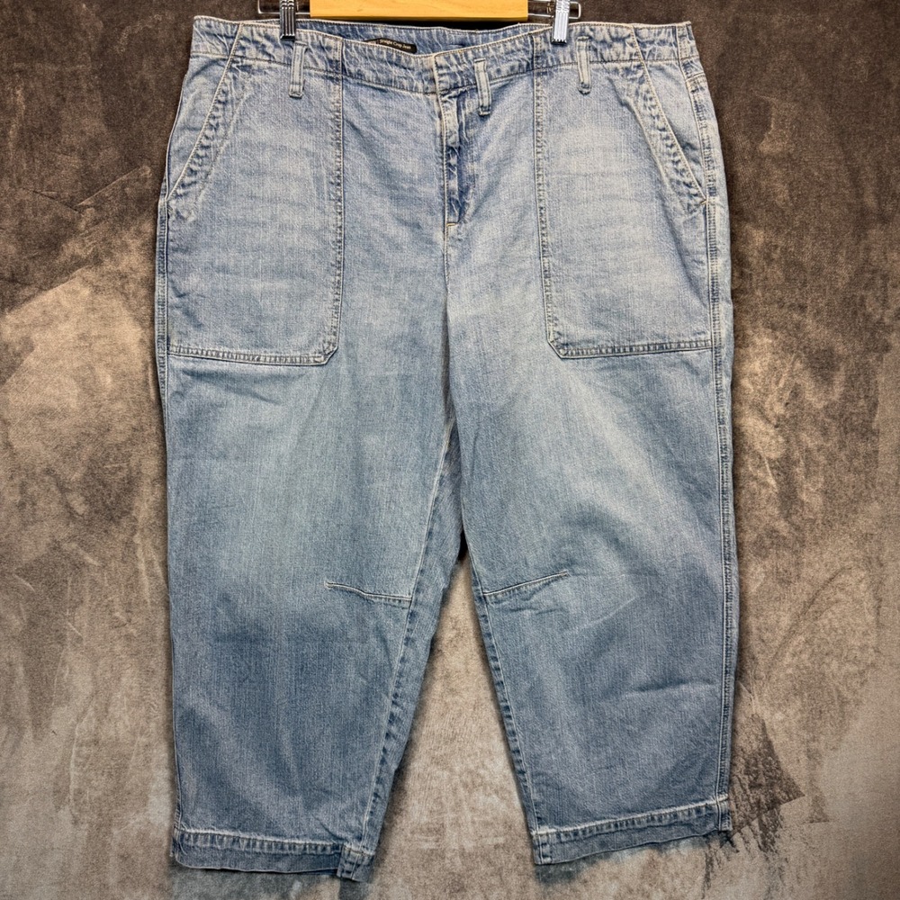 Talbots Straight Crop Jean Womens Blue Straight 20W Linen Blend Milania Wash